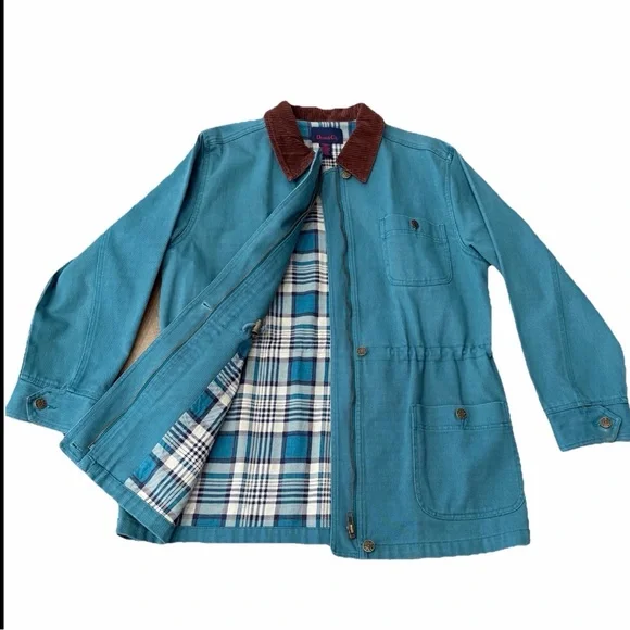 Vintage Denim Co Jacket Chore Barn Coat Adult S Flannel Lined Corduroy 90s Green - Picture 1 of 14